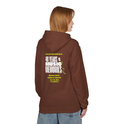 Unisex Reunion Hoodie – 40 Years of Music & Memories with Front Logo (Various Colors Available)