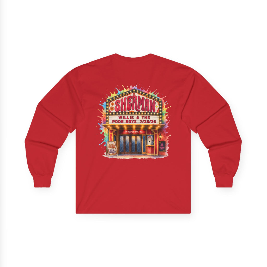 Medium Weight Long Sleeve Tee - Willie & The Poor Boys Sherman Reunion Artwork
