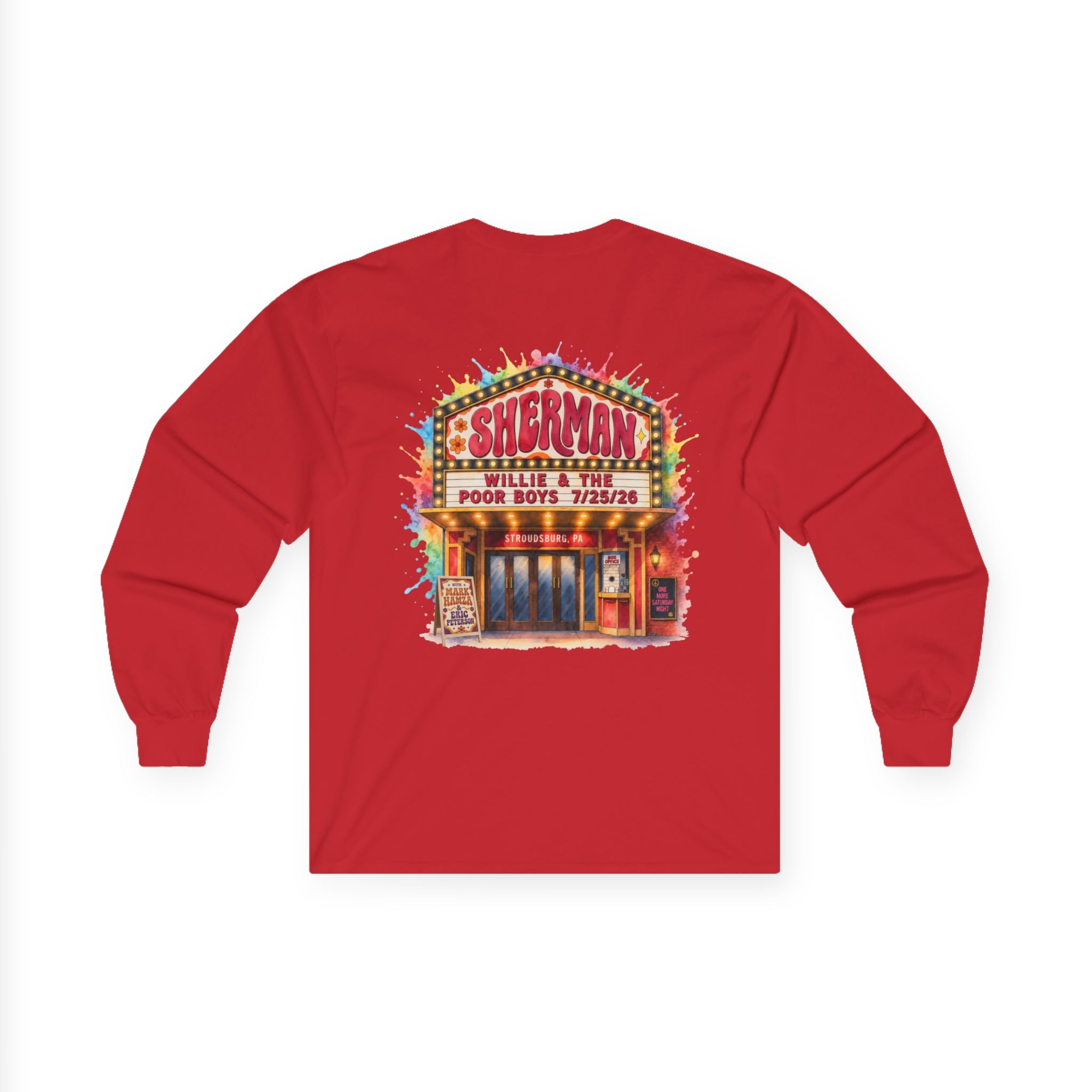 Medium Weight Long Sleeve Tee - Willie & The Poor Boys Sherman Reunion Artwork