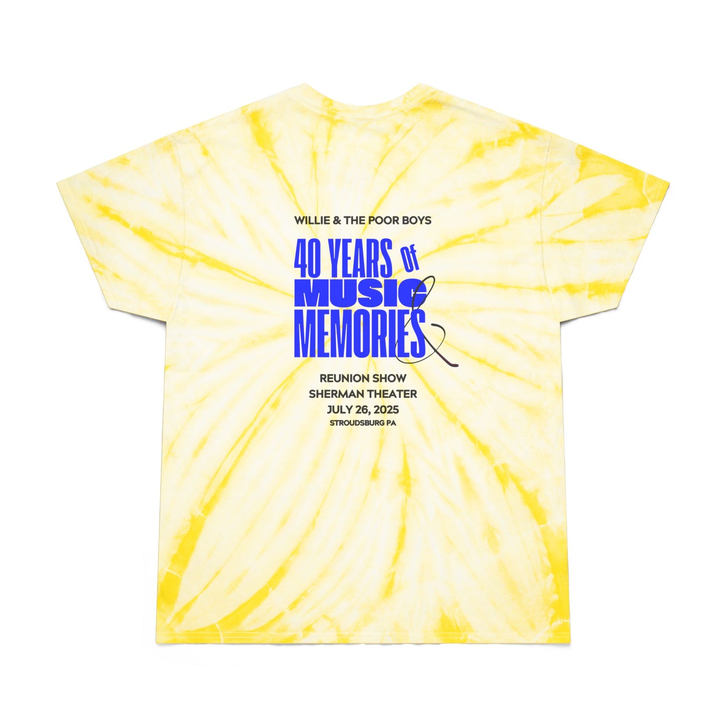 Tie-Dye - Vintage Photo Front with "Music & Memories" Artwork Back  - Unisex T-Shirt (4 colors available)