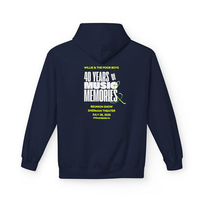 Unisex Reunion Hoodie – 40 Years of Music & Memories with Front Logo (Various Colors Available)