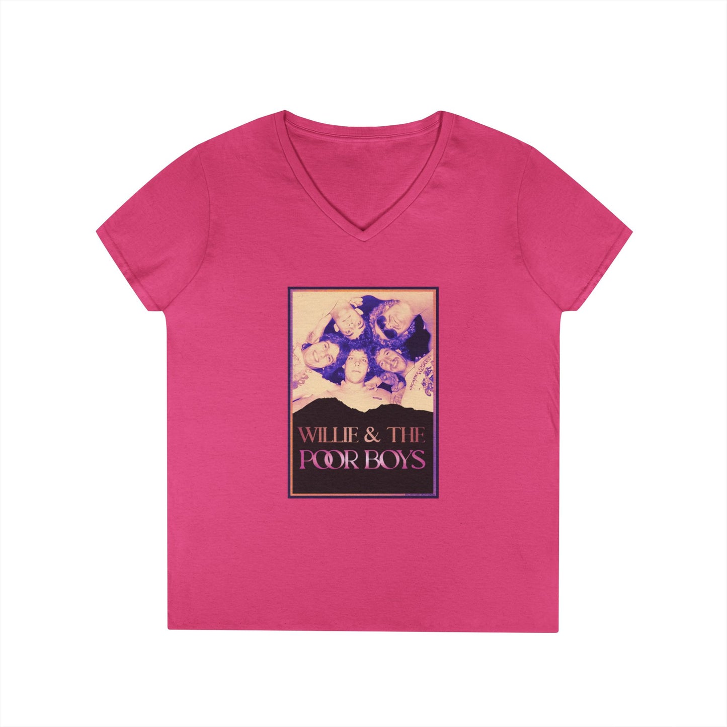 Ladies' V-Neck – Vintage Band Photo Front & 40 Years of Music & Memories Back (Various Colors Available)