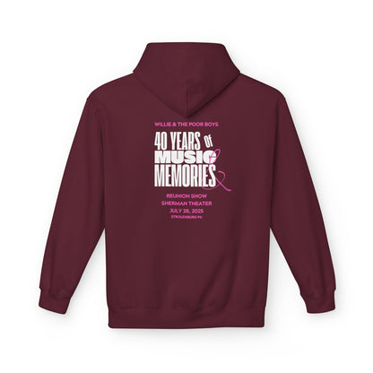 Unisex Reunion Hoodie – Poor Boys Logo Front with 40 Years of Music & Memories Back (Various Colors Available)