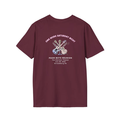 Copy of Solid Colors "One More Saturday Night" with Instruments Artwork Back & Logo Front - Softstyle T-Shirt (Various Colors Available)