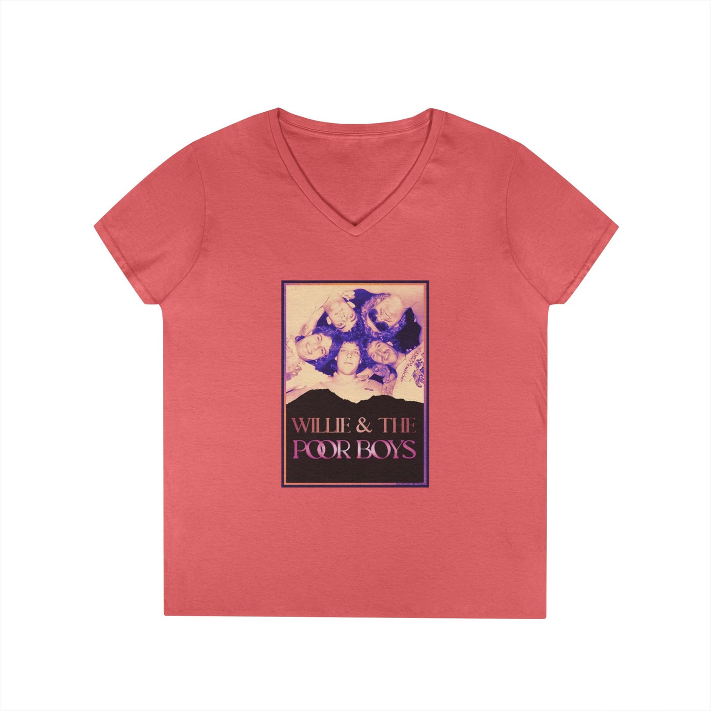 Ladies' V-Neck – Vintage Band Photo Front & 40 Years of Music & Memories Back (Various Colors Available)
