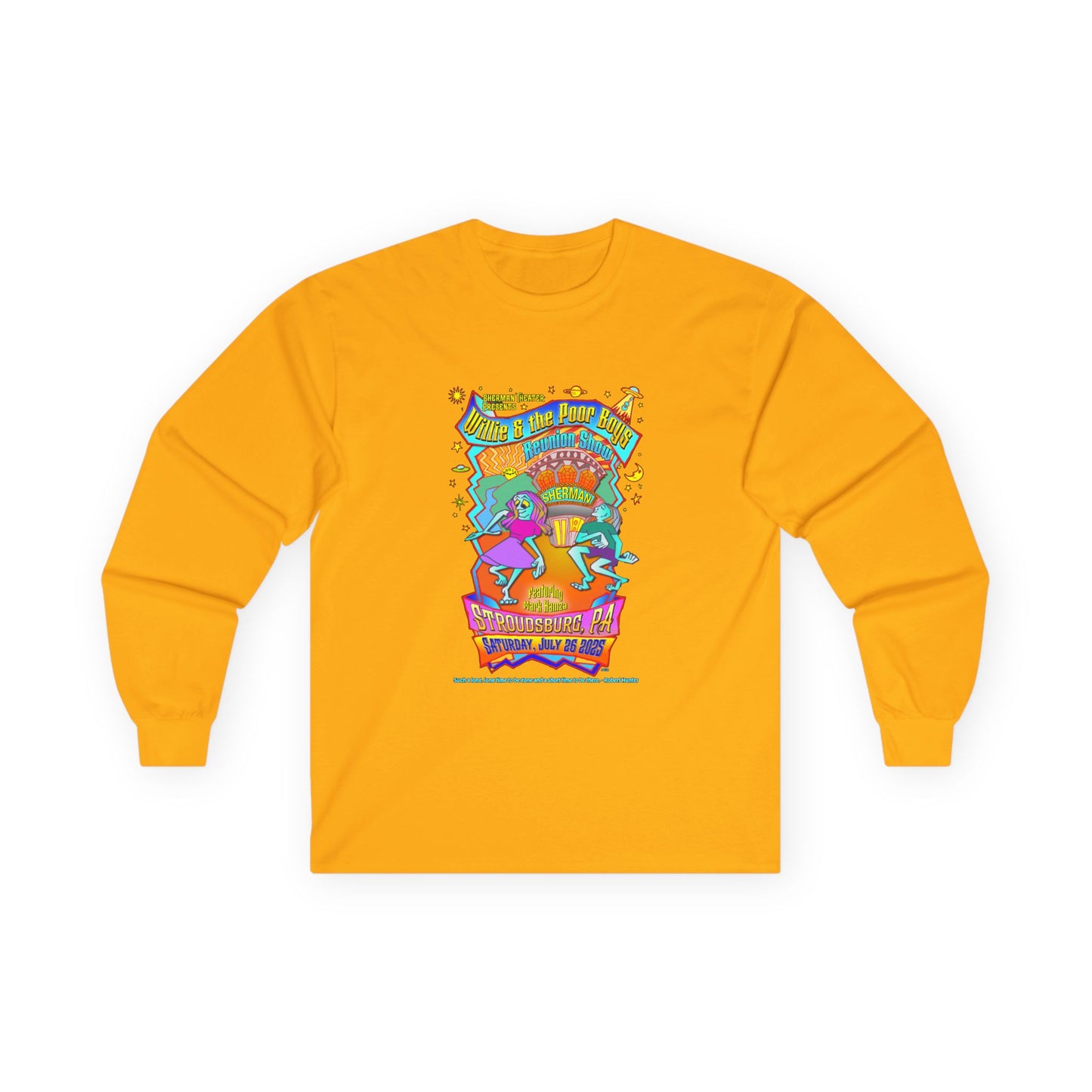 Unisex Long Sleeve Tee - 2025 Reunion Hand-Drawn Front with "Music & Memories" Artwork Back (Various Colors Available)