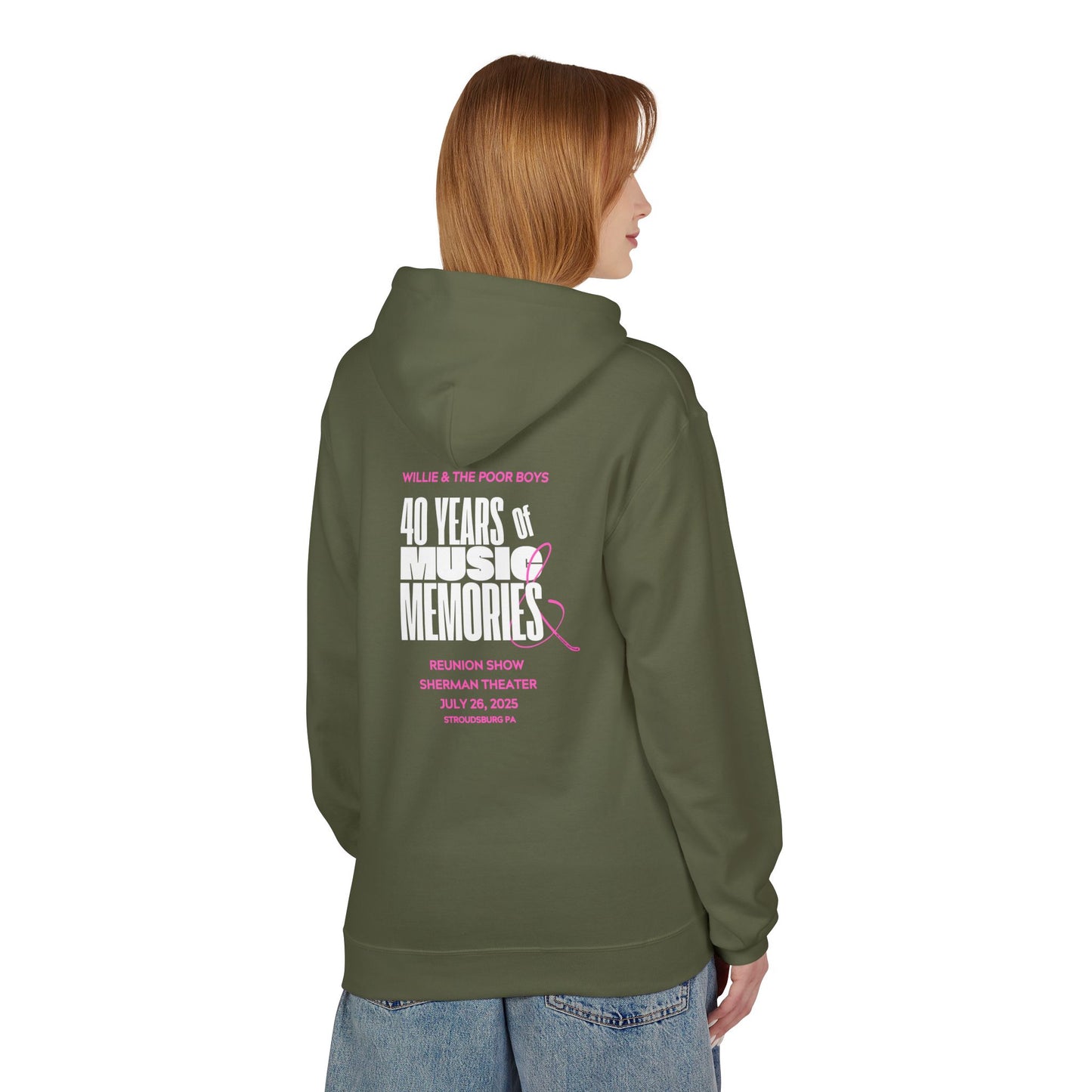 Unisex Reunion Hoodie – Poor Boys Logo Front with 40 Years of Music & Memories Back (Various Colors Available)