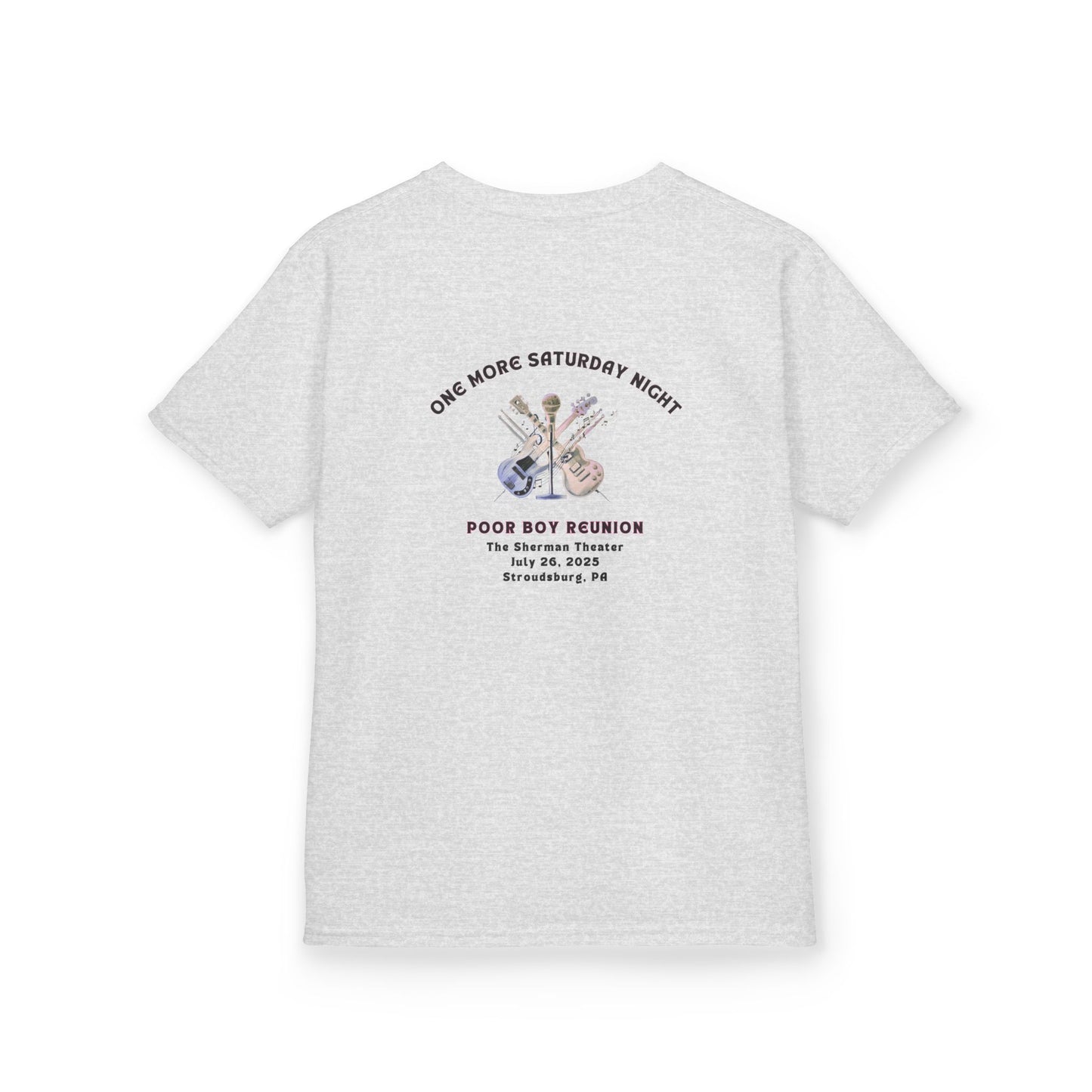 Kids Tee - "One More Saturday Night" with Instruments Artwork Back & Band Logo Front