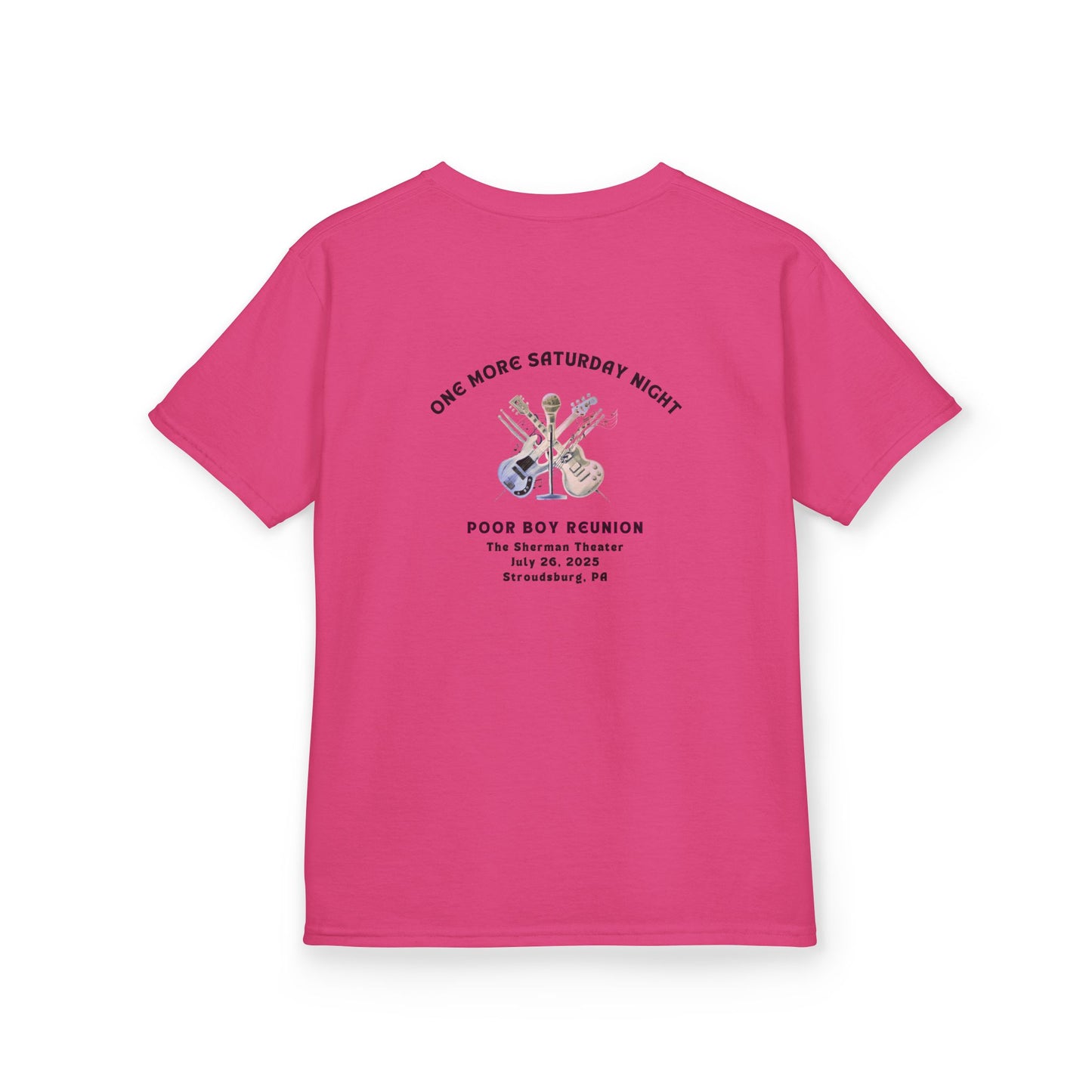 Kids Tee - "One More Saturday Night" with Instruments Artwork Back & Band Logo Front