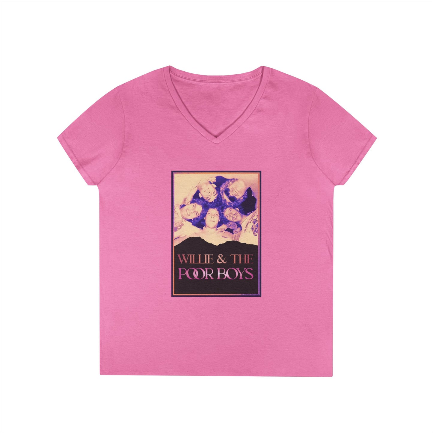 Ladies' V-Neck – Vintage Band Photo Front & 40 Years of Music & Memories Back (Various Colors Available)