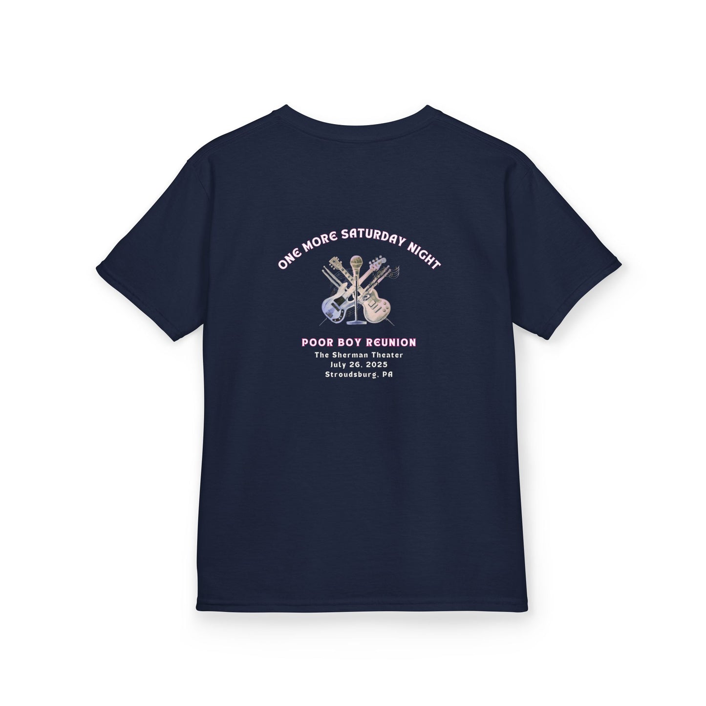 Kids Tee - "One More Saturday Night" with Instruments Artwork Back & Band Logo Front