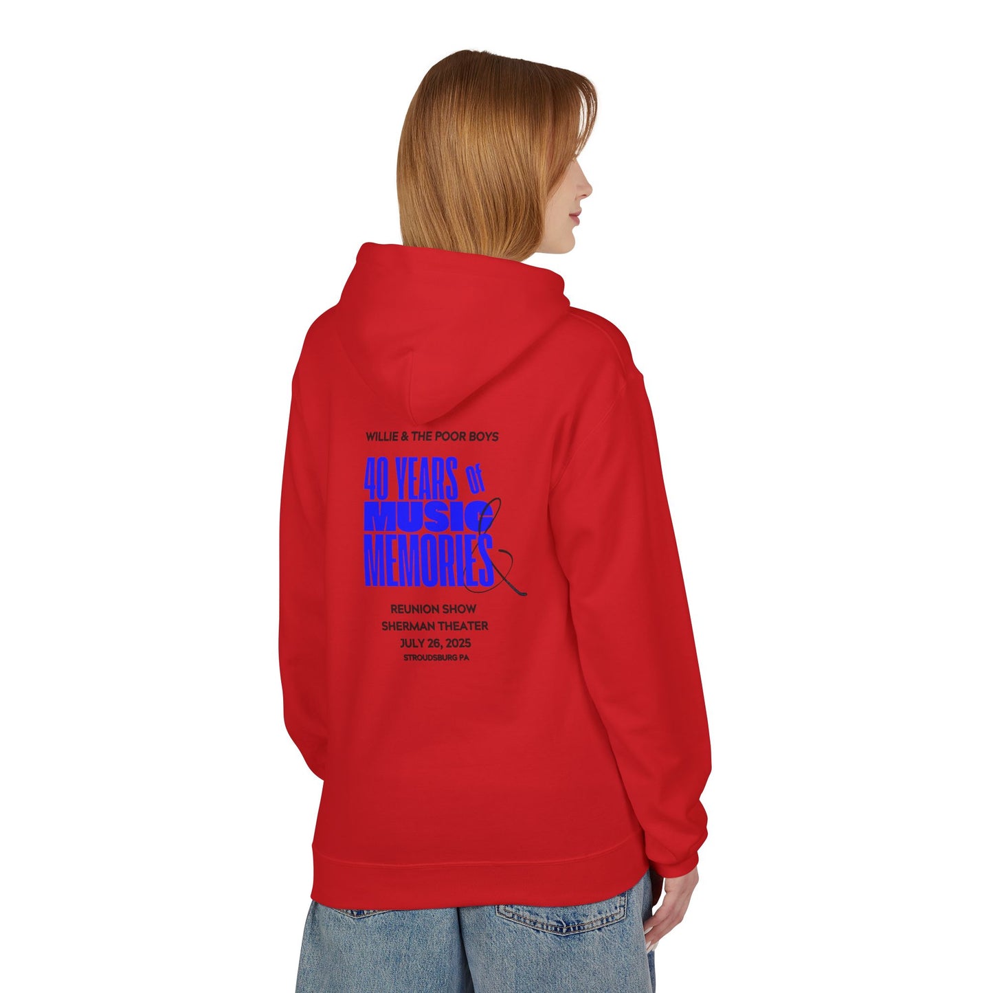 Unisex Reunion Hoodie – Poor Boys Logo Front with 40 Years of Music & Memories Back (Various Colors Available)