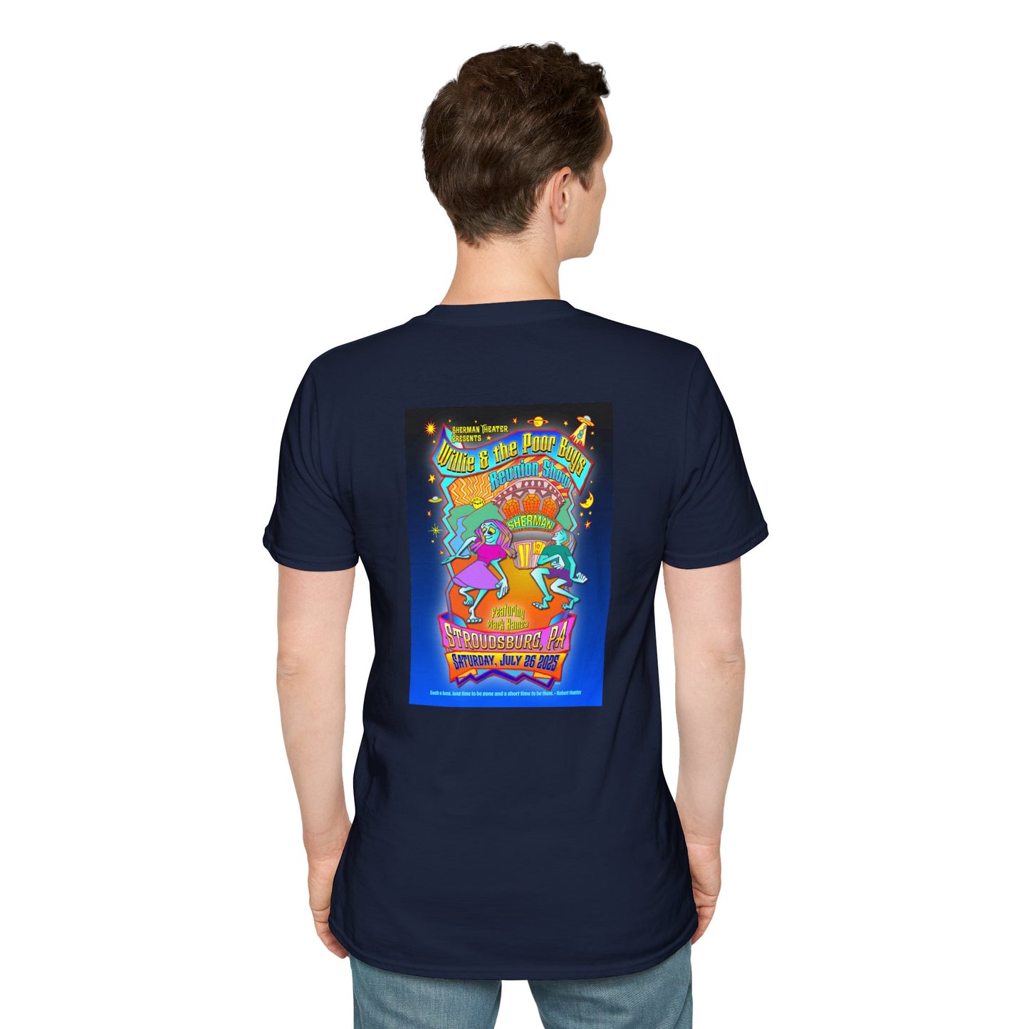 Solid Colors – 2025 Reunion Tee with Hand-Drawn Back Design and Pocket-Size Poor Boys Logo Softstyle T-Shirt (Various Colors Available)