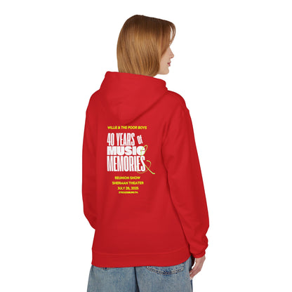Unisex Reunion Hoodie – 40 Years of Music & Memories with Front Logo (Various Colors Available)
