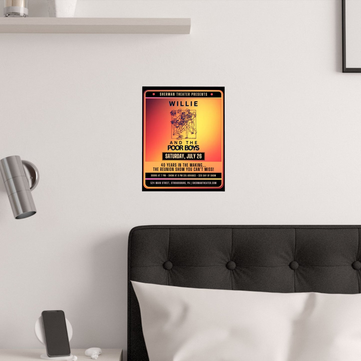 Reunion Concert Poster (Orange Hues) – Willie and the Poor Boys (Satin Finish, Retro Design)