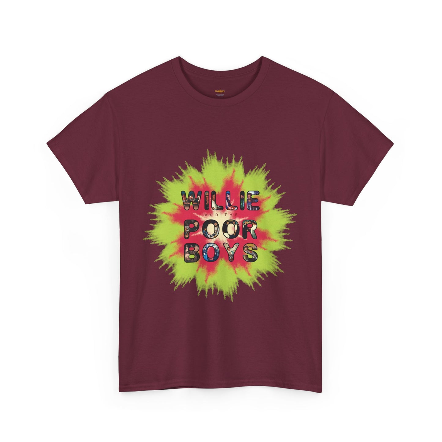 Photo Collage Band Name Front with Tie-Dye Burst & 40 Years of Music & Memories Back – Unisex T-Shirt (Various Colors Available)