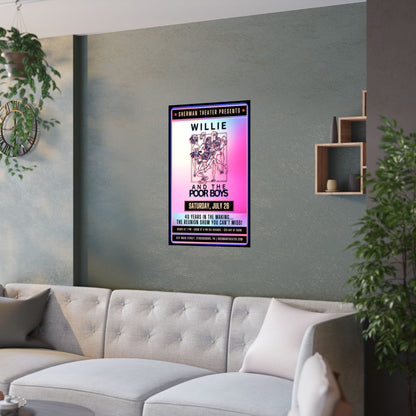 Reunion Concert Poster (Pink Hues) – Willie and the Poor Boys (Satin Finish, Retro Design)