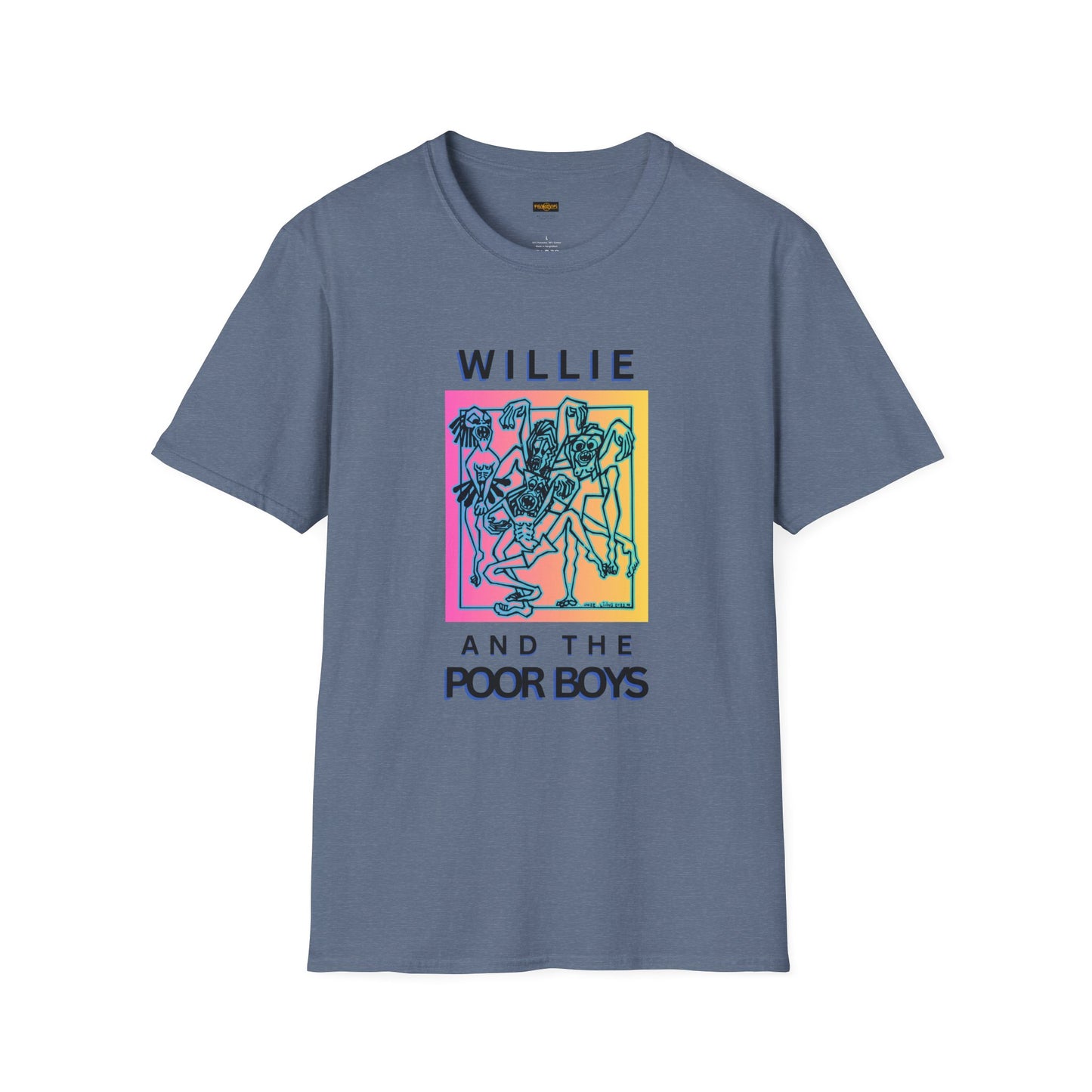 Solid Colors - "One More Saturday Night" Retro Band Photo Back with Front Logo - Unisex Softstyle T-Shirt (Various Colors Available)