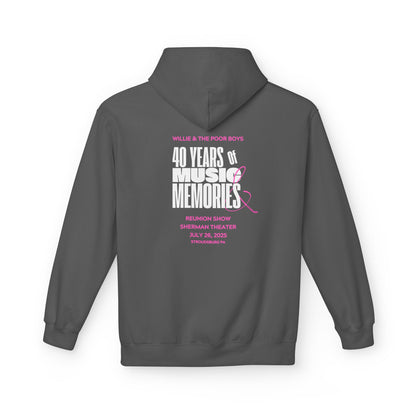 Unisex Reunion Hoodie – Poor Boys Logo Front with 40 Years of Music & Memories Back (Various Colors Available)