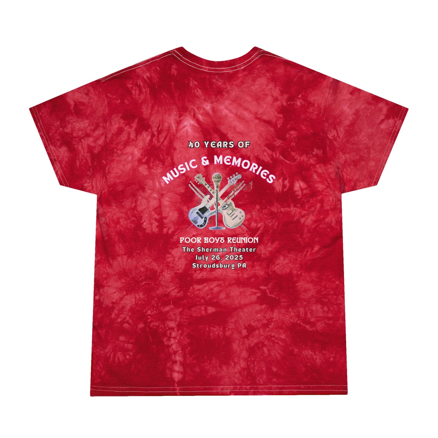 Tie Dye "Music & Memories" Instrument Artwork Back / Logo Front – Crystal Tie-Dye Tee (2 colors available)