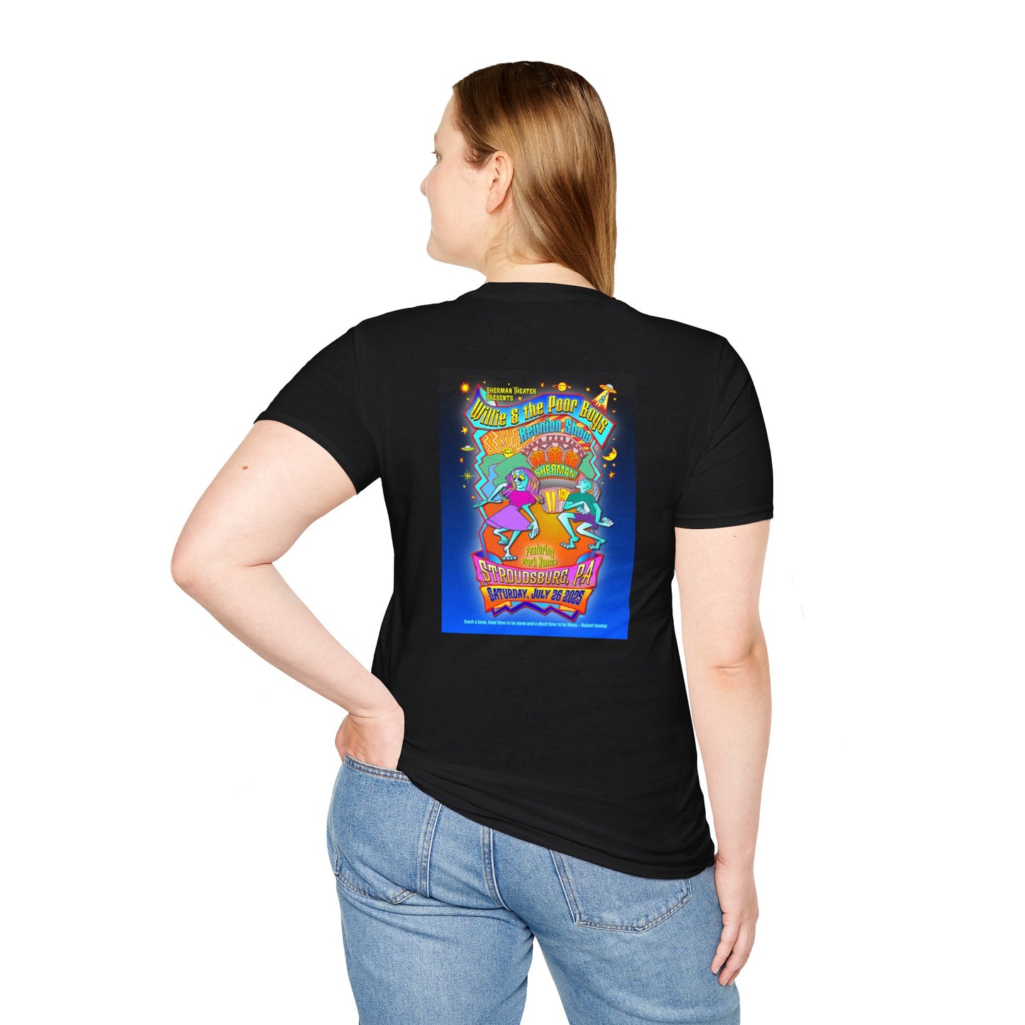 Solid Colors – 2025 Reunion Tee with Hand-Drawn Back Design and Pocket-Size Front Logo Softstyle T-Shirt (Various Colors Available)