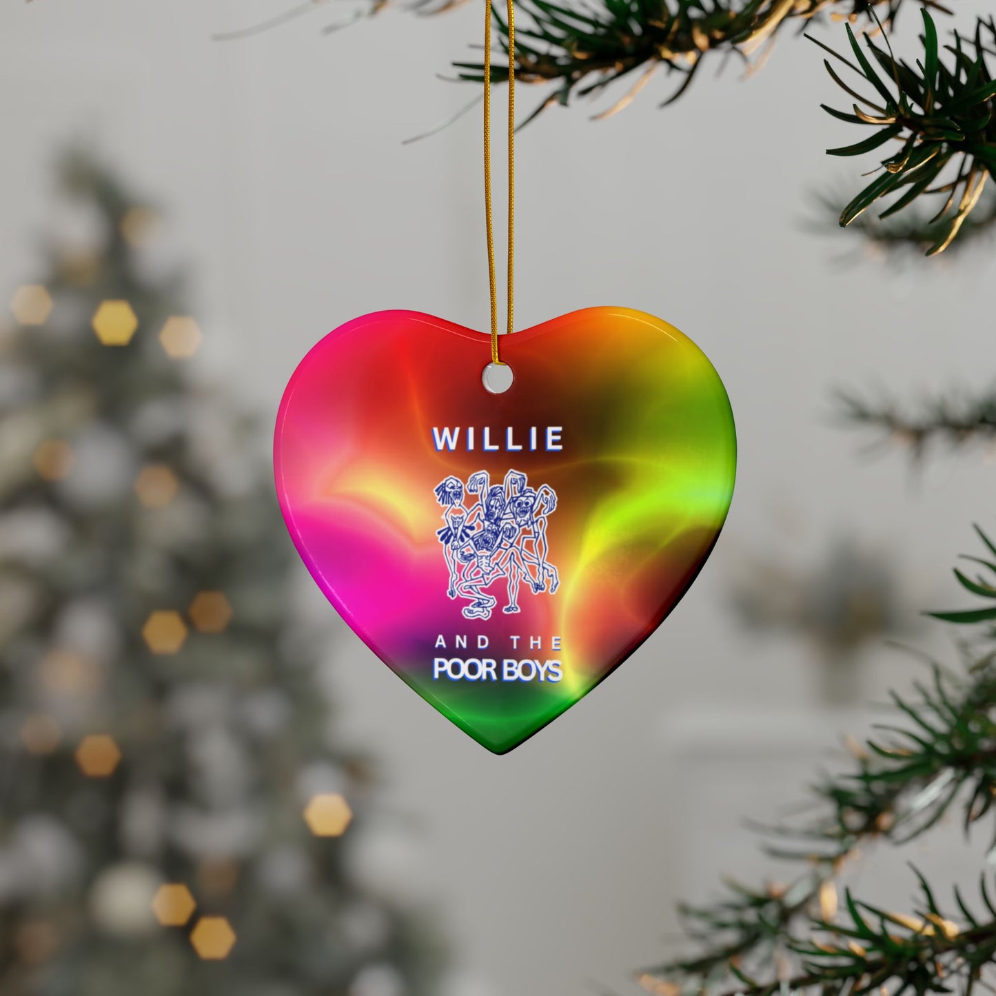 Double-Sided Ceramic Keepsake Ornament  - Willie & The Poor Boys Logo (Circle, Heart, Star, Snowflake)