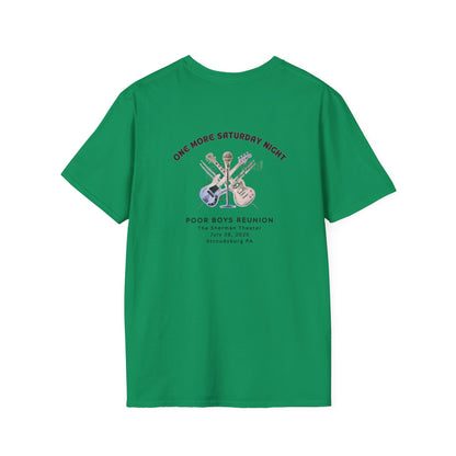 Copy of Solid Colors "One More Saturday Night" with Instruments Artwork Back & Logo Front - Softstyle T-Shirt (Various Colors Available)