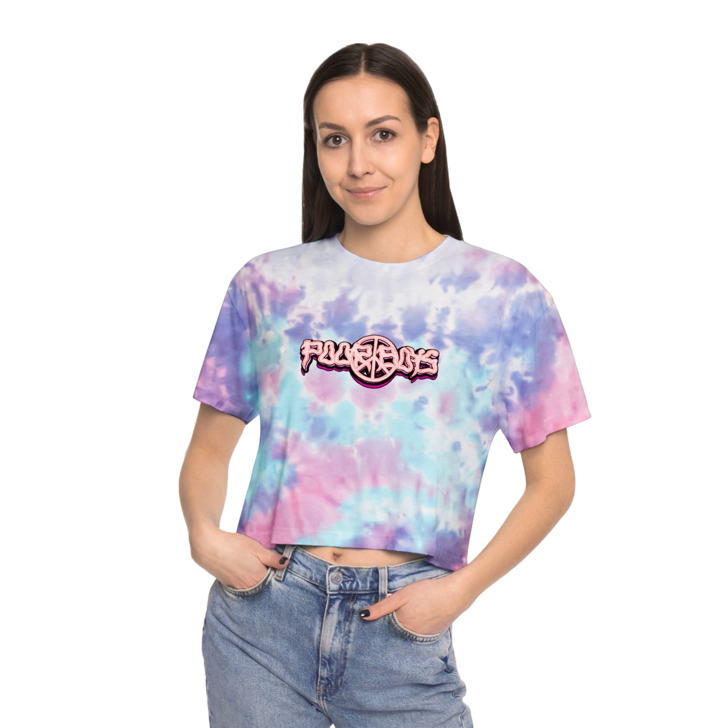 Tie Dye Crop Tee "One More Saturday Night" with Vintage Band Photo Back & Poor Boys Logo Front (3 colors available)