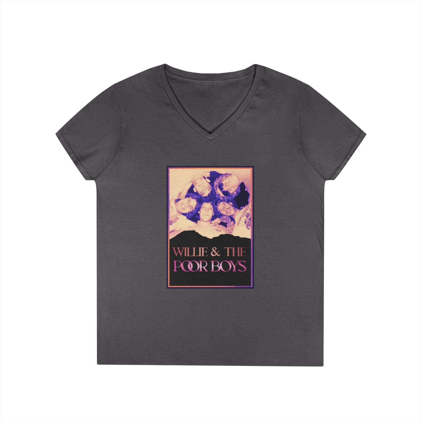 Ladies' V-Neck – Vintage Band Photo Front & 40 Years of Music & Memories Back (Various Colors Available)