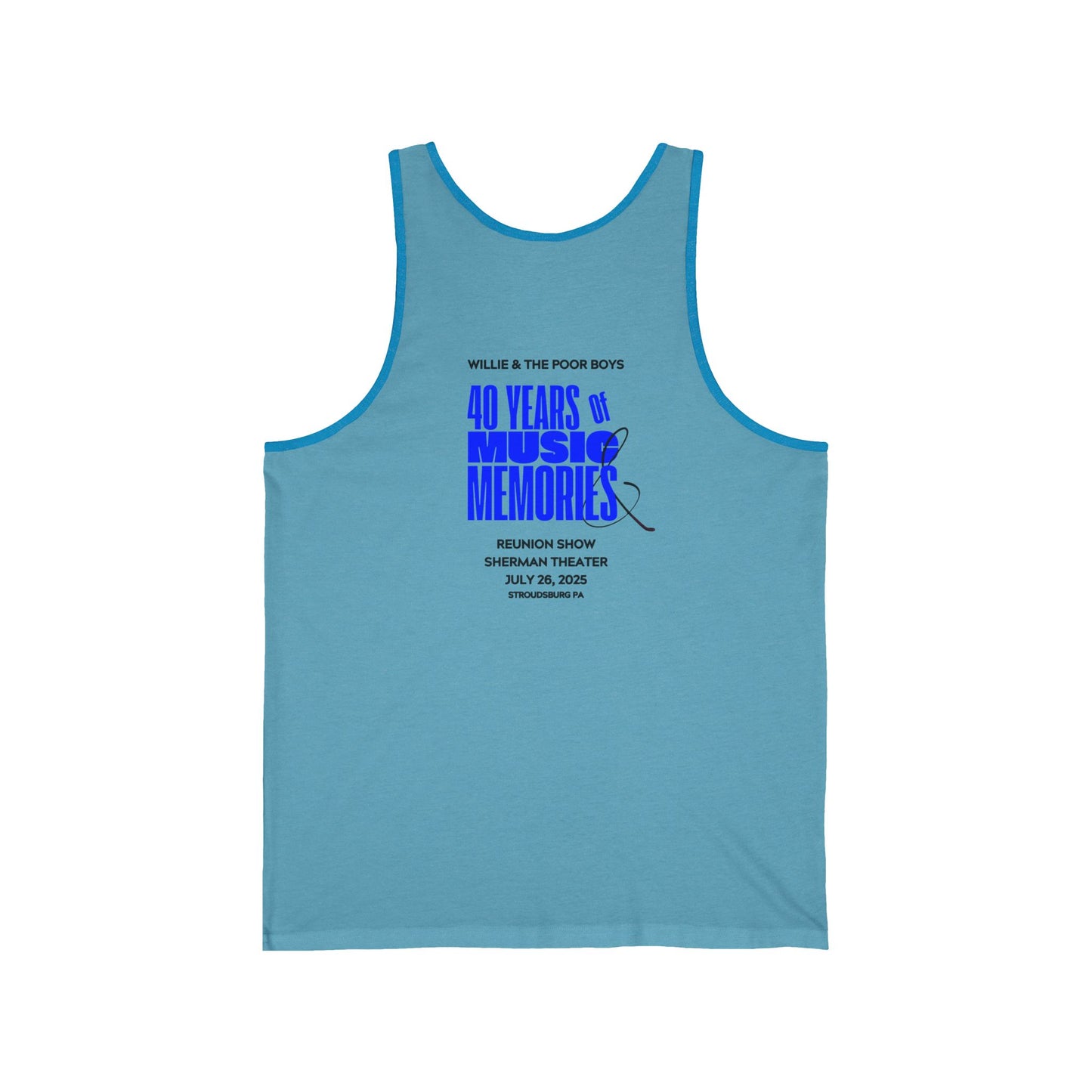 Unisex "Music & Memories" Artwork Back with Logo Front - Jersey Tank Top