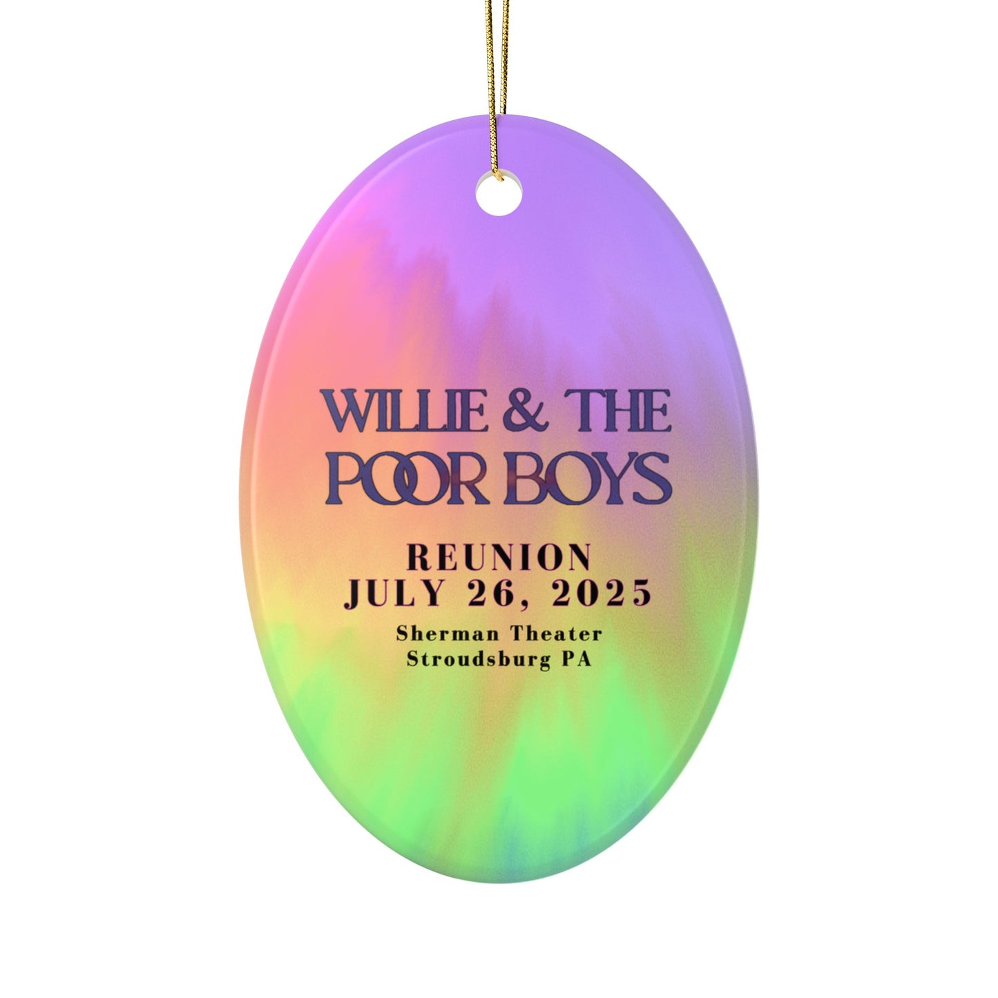 Tie-Dye Ceramic Ornament – 2-Sided Willie & The Poor Boys Reunion Keepsake