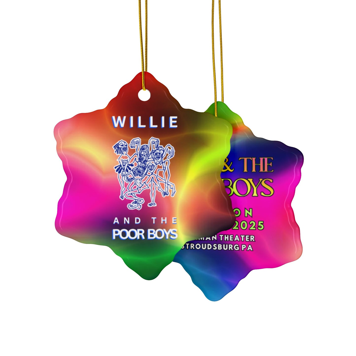 Double-Sided Ceramic Keepsake Ornament  - Willie & The Poor Boys Logo (Circle, Heart, Star, Snowflake)