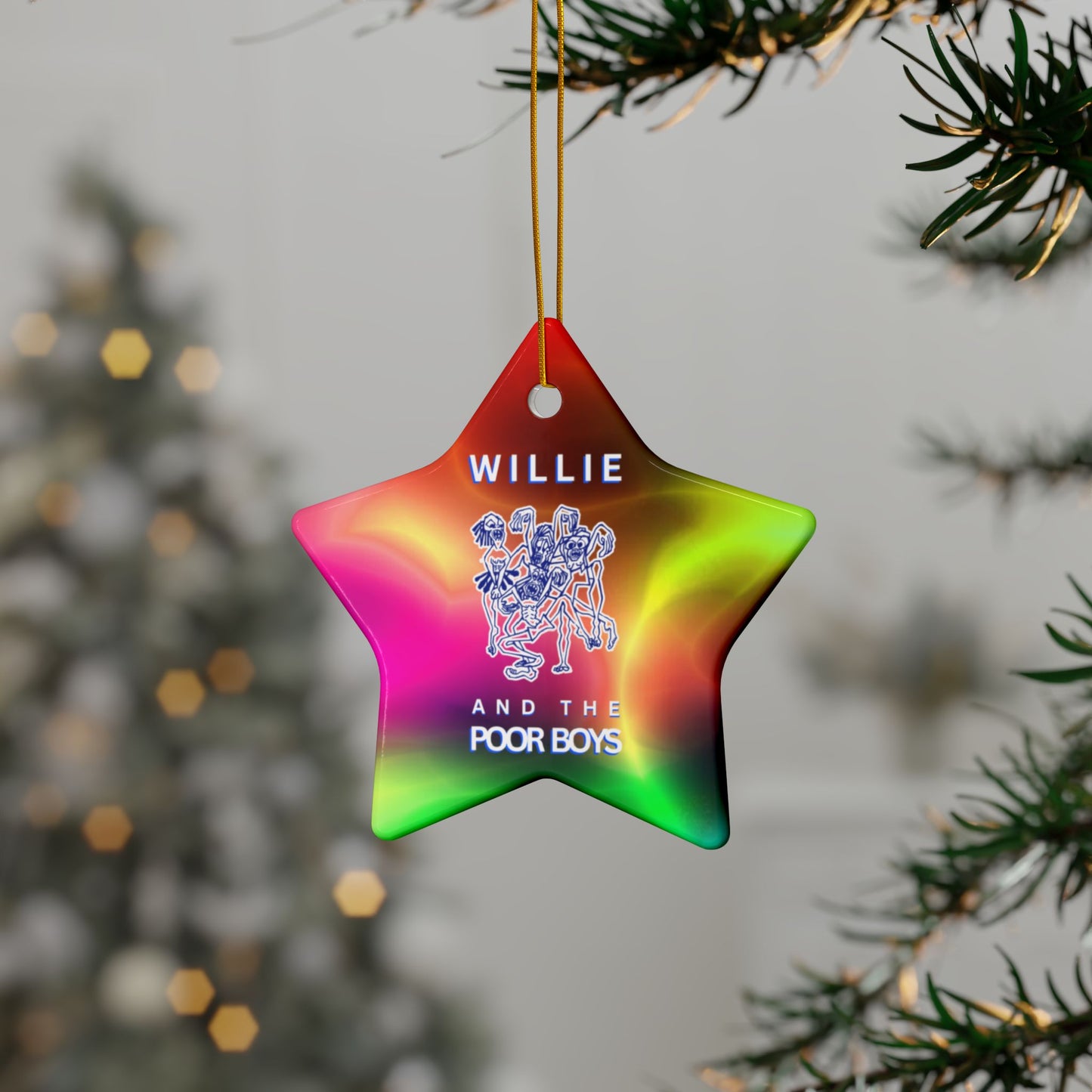Double-Sided Ceramic Keepsake Ornament  - Willie & The Poor Boys Logo (Circle, Heart, Star, Snowflake)