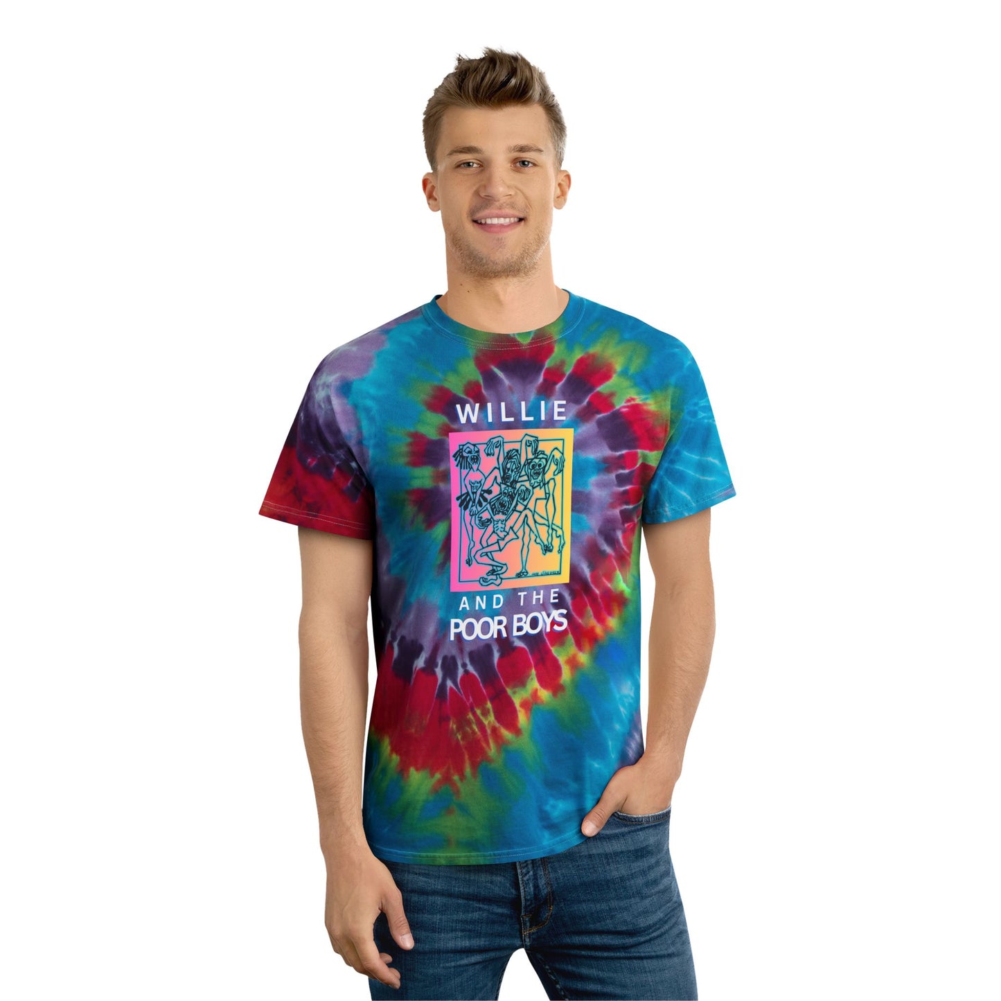 Tie Dye Spiral "Music & Memories" Artwork Back with Logo Front - Unisex Tee (2 colors available)