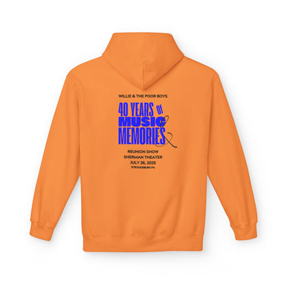 Unisex Reunion Hoodie – Poor Boys Logo Front with 40 Years of Music & Memories Back (Various Colors Available)