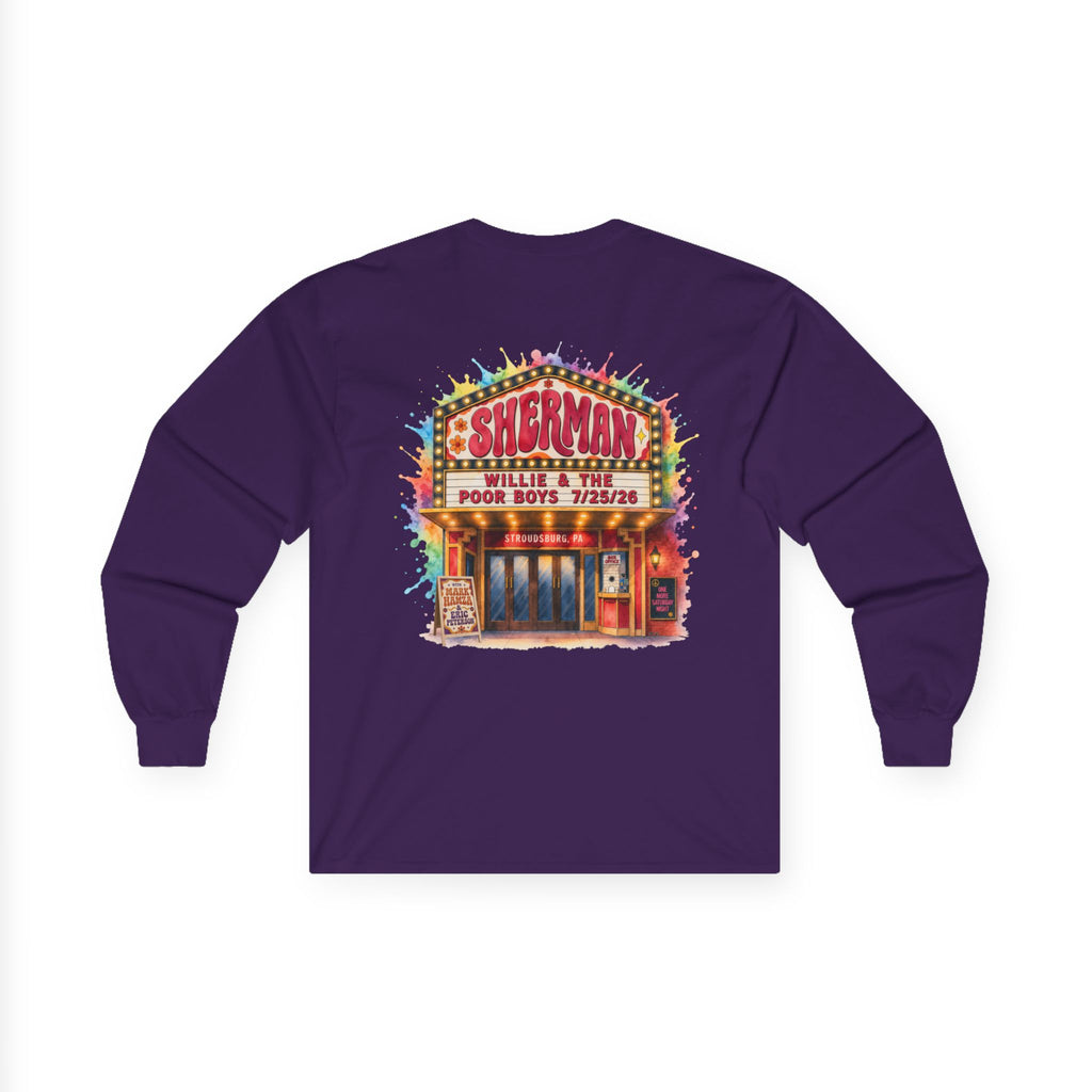 Medium Weight Long Sleeve Tee - Willie & The Poor Boys Sherman Reunion Artwork