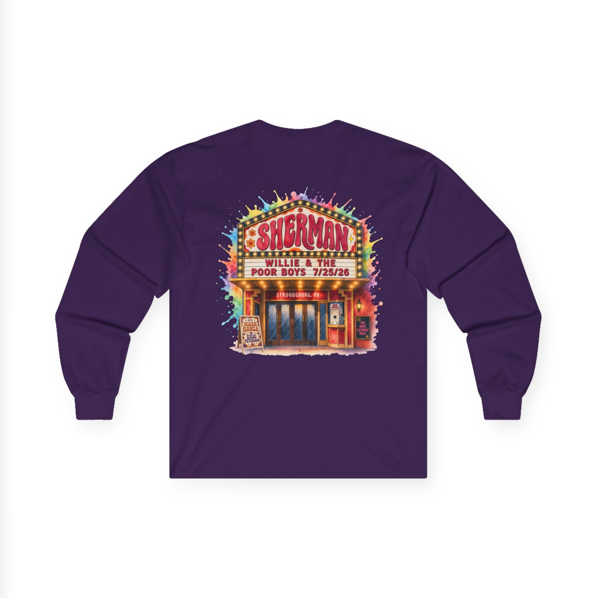 Medium Weight Long Sleeve Tee - Willie & The Poor Boys Sherman Reunion Artwork