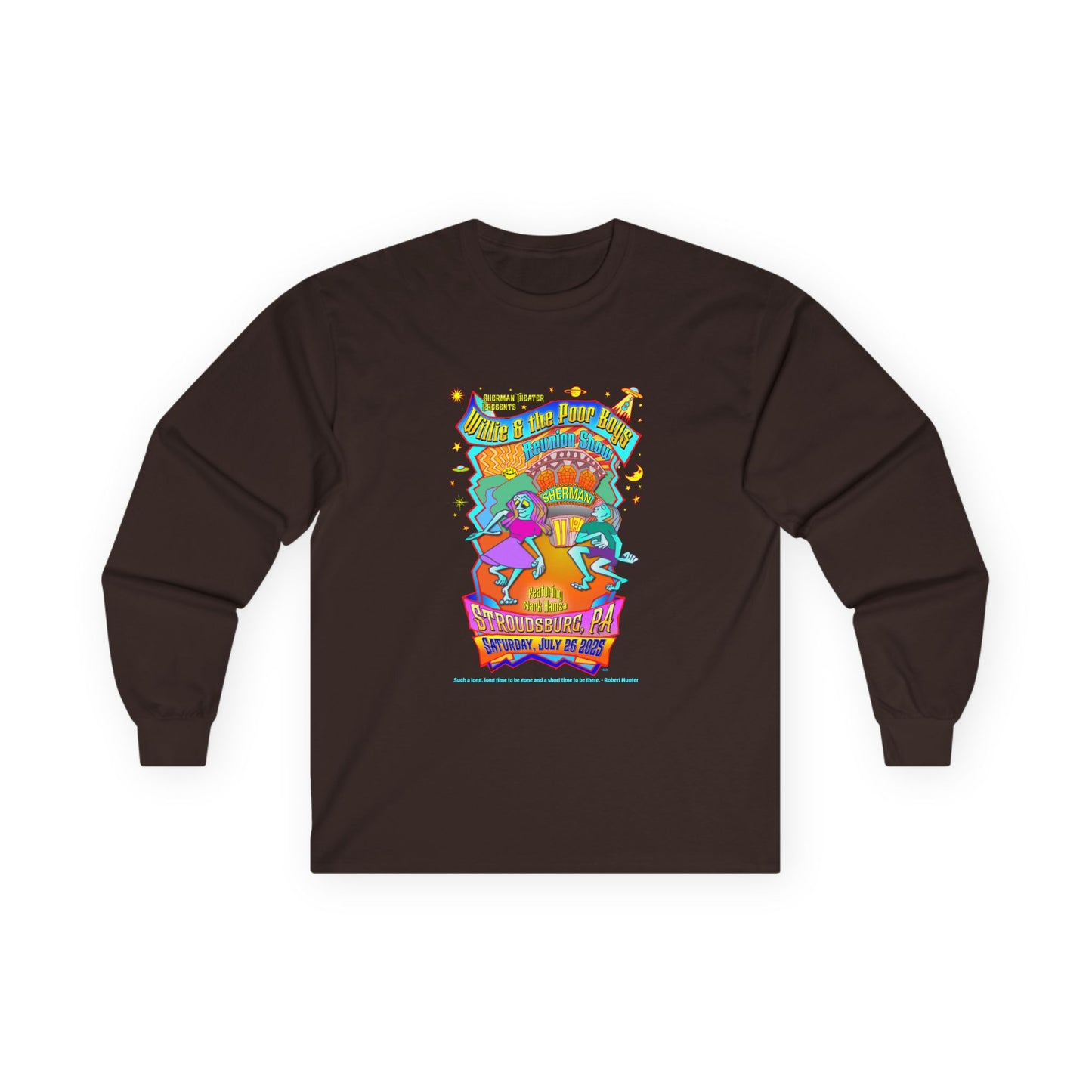 Unisex Long Sleeve Tee - 2025 Reunion Hand-Drawn Front with "Music & Memories" Artwork Back (Various Colors Available)