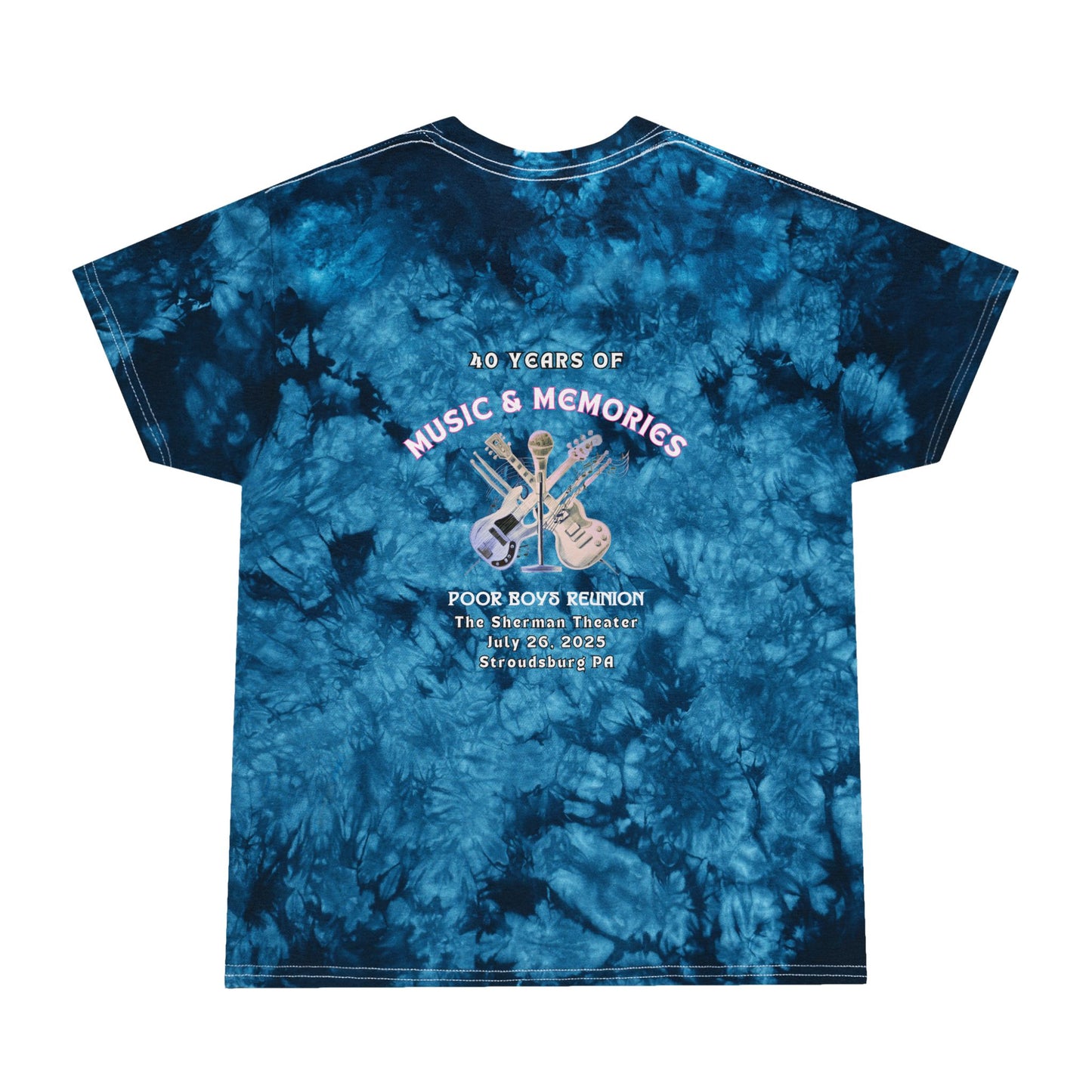 Tie Dye "Music & Memories" Instrument Artwork Back / Logo Front – Crystal Tie-Dye Tee (2 colors available)