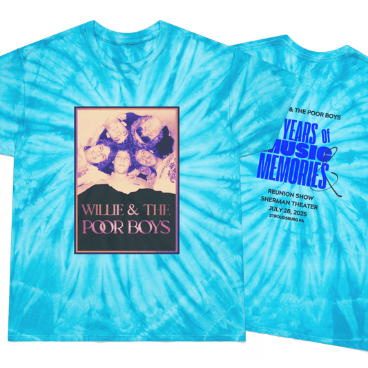 Tie-Dye - Vintage Photo Front with "Music & Memories" Artwork Back  - Unisex T-Shirt (4 colors available)