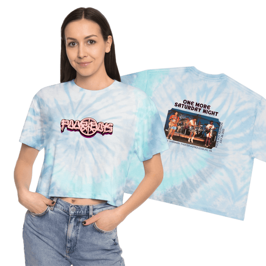 Tie Dye Crop Tee "One More Saturday Night" with Vintage Band Photo Back & Poor Boys Logo Front (3 colors available)