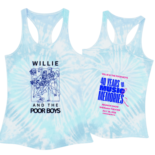 Tie-Dye Racerback Tank - Music & Memories Artwork Bank & Logo Front (3 colors available)