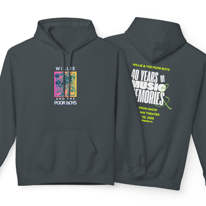 Unisex Reunion Hoodie – 40 Years of Music & Memories with Front Logo (Various Colors Available)