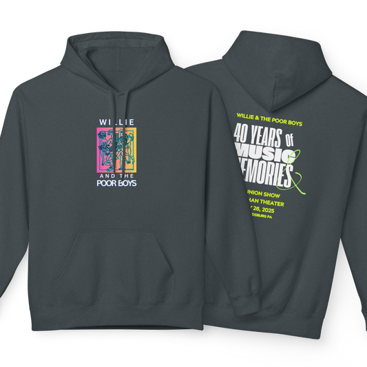 Unisex Reunion Hoodie – 40 Years of Music & Memories with Front Logo (Various Colors Available)