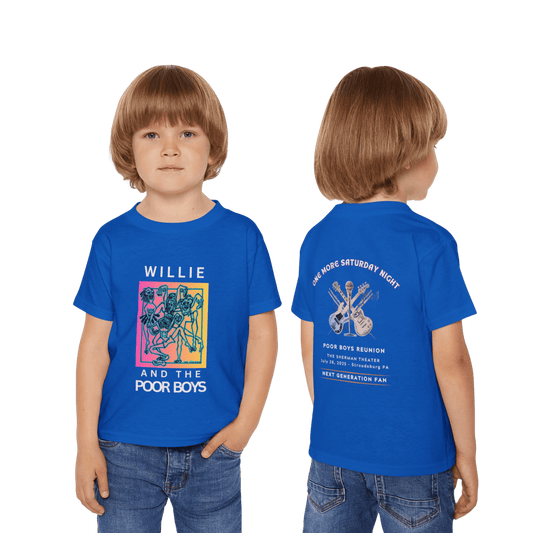 Toddler “Next Generation Fan” T-Shirt with Band Logo Front & “One More Saturday Night” Back