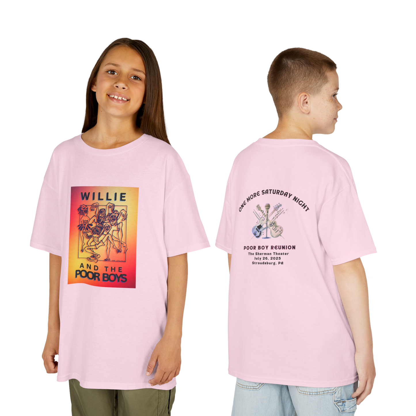 Kids Tee - "One More Saturday Night" with Instruments Artwork Back & Band Logo Front