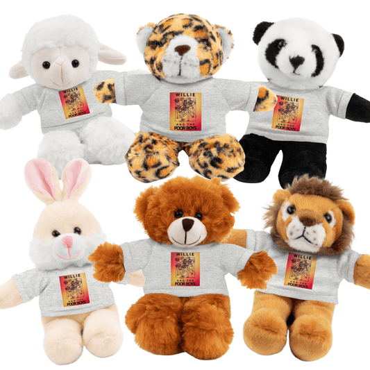 Willie & The Poor Boys 8" Plush Stuffed Animal – Choose 1 of 6 with Colorful T-Shirt