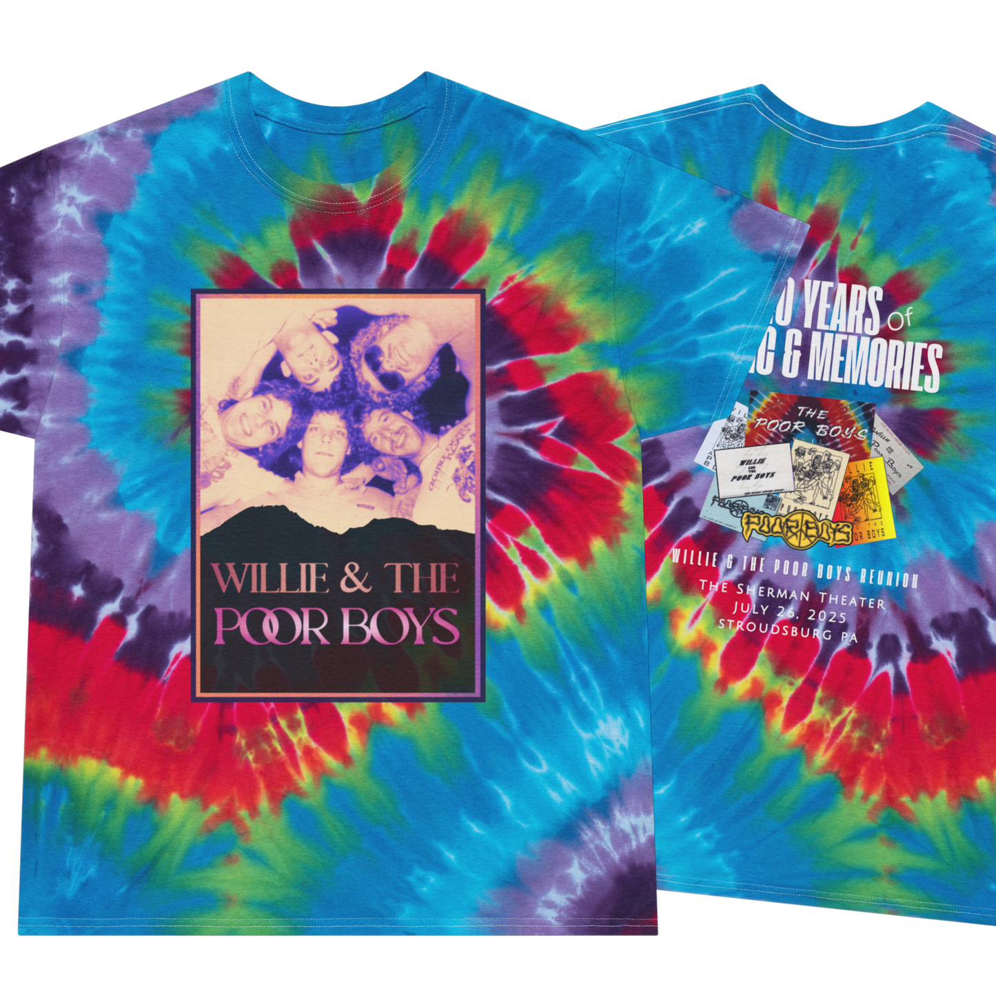 Tie-Dye Vintage Photo Front with Original Memorabilia Tribute Back (2 colors available)