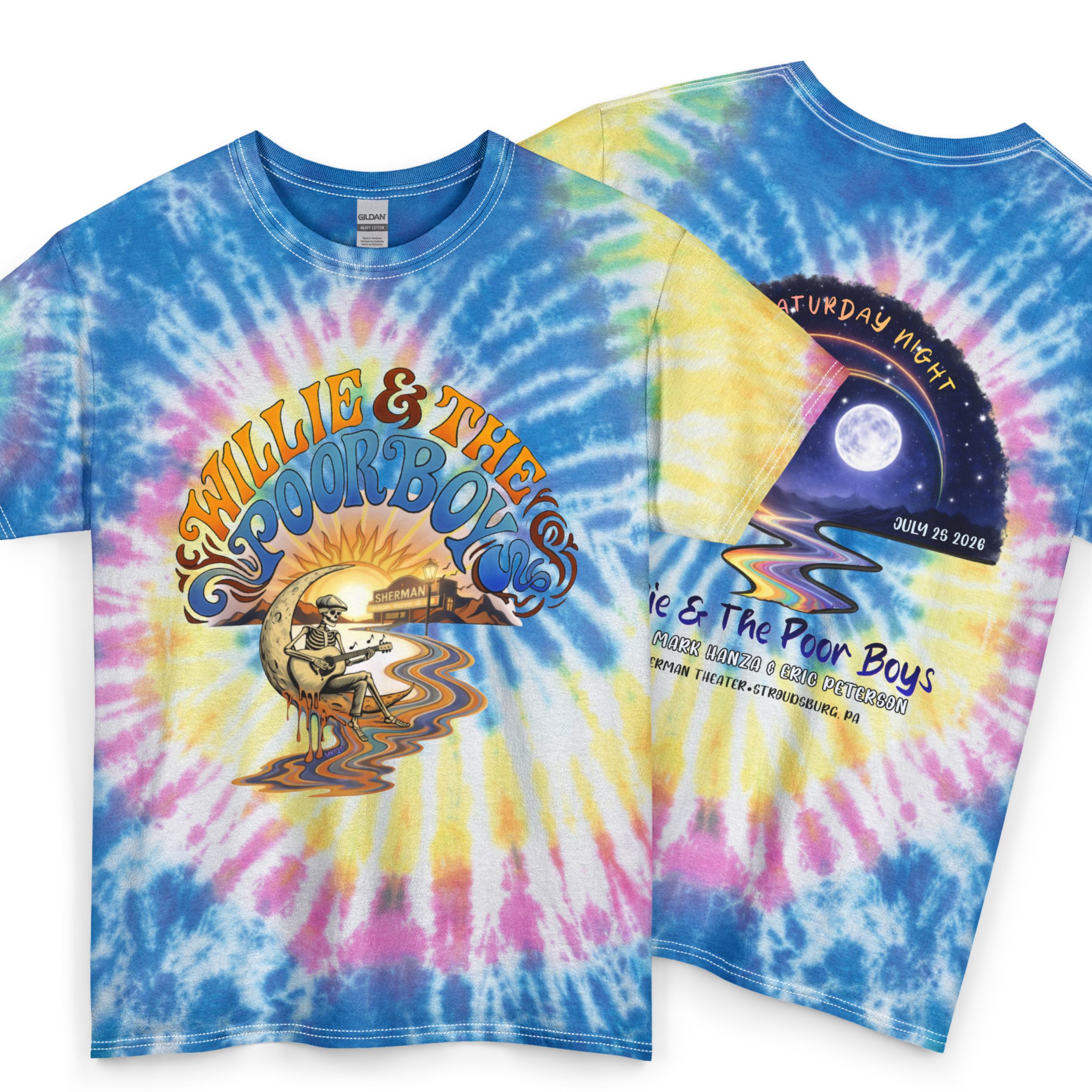 Unisex Willie & The Poor Boys Winding Road Artwork Tie Dye Softstyle Cotton Tee