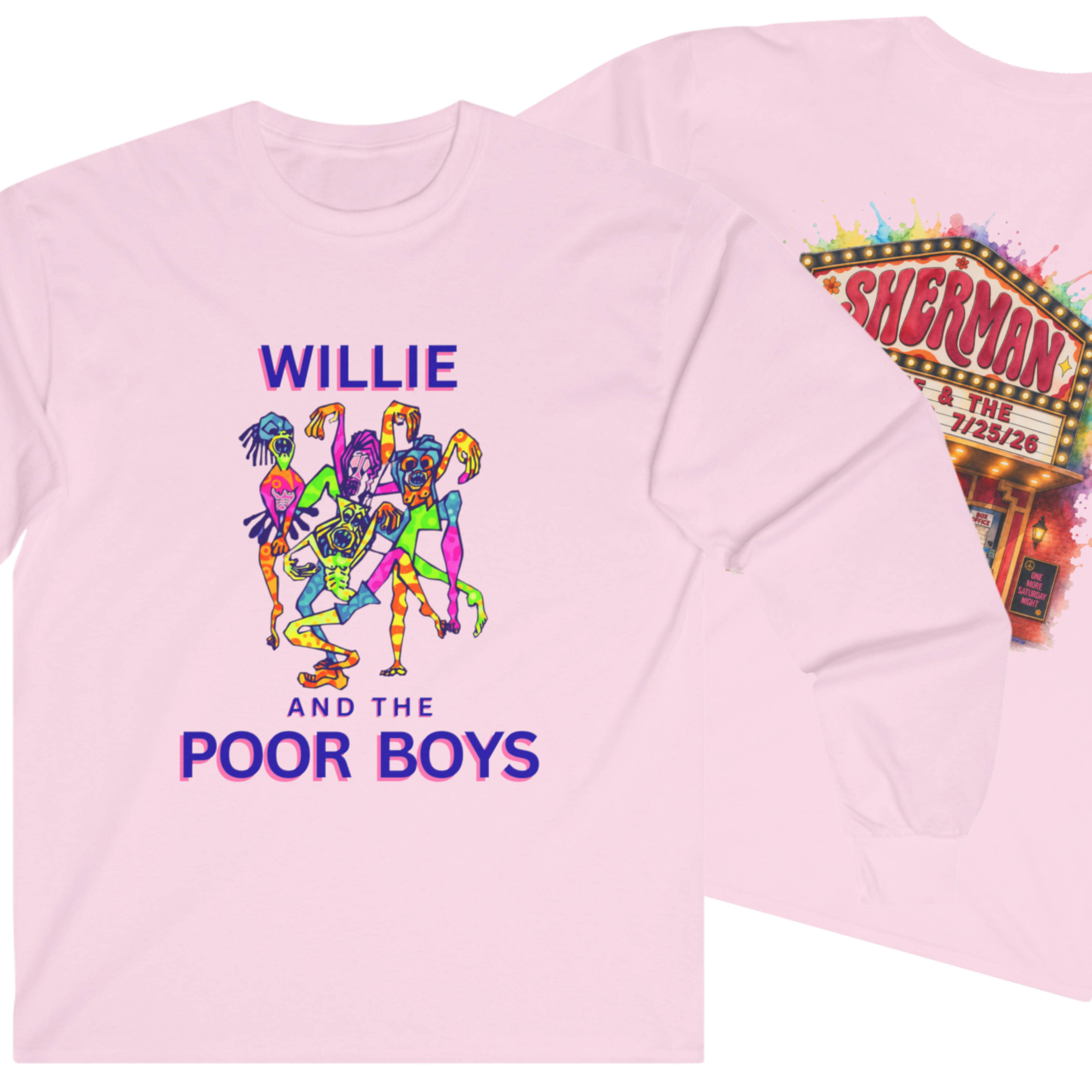 Medium Weight Long Sleeve Tee - Willie & The Poor Boys Sherman Reunion Artwork